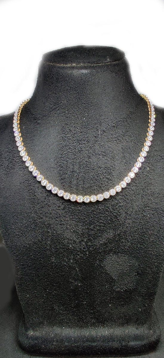 Moissanite Tennis Necklace • Bezel Set Necklace • Handmade Diamond Jewelry • Perfect Gift for Her • 3.0mm Stone • Perfect Mothers Day Gift