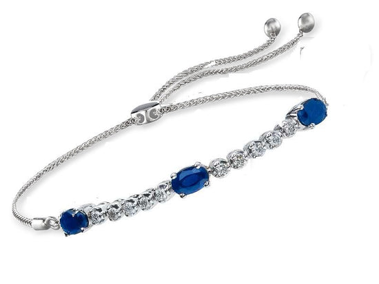 2.50 CARAT OVAL SAPPHIRE And Diamond Bolo Bracelet With 14kt Gold Over Silver, Bolo Bracelet, Bracelets for Women,Bracelets,Mother&