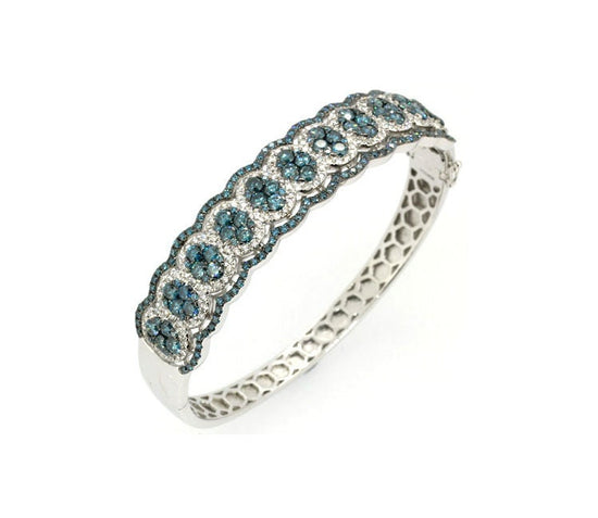 5.00 Ct Blue Sapphire And Moissanite Bangles Bracelet, Sapphire Bangle Bracelet, Gemstone Bangle, Anniversary Gift for Women ,12.80mm Width
