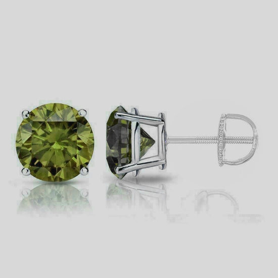 Peridot Four Prong Stud Earring For Women Gift, Green Peridot Earrings 925 Sterling Silver Stud Round Peridot Earrings Mothers Day Gift