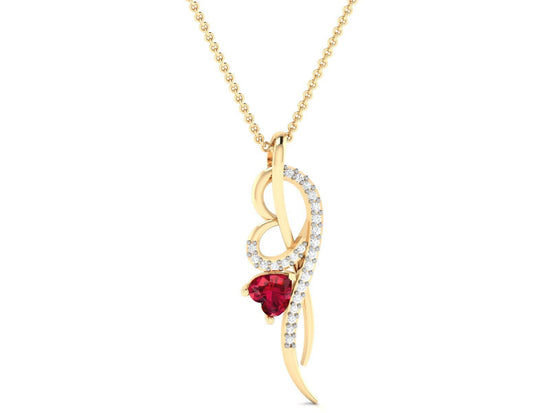 2.0 Ct Red Ruby Heart Shape Diamond Pendant/Necklace ,diamond heart pendant