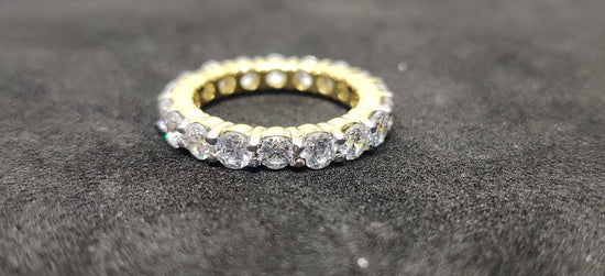 Sterling Silver Full Eternity Ring, 2.5mm Moissanite Diamond Stacking Ring, Gold Stacker, Promise Ring,  Stackable Ring, Minimalist Ring