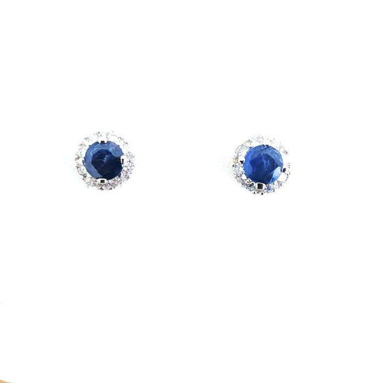 1.0 Carat Sapphire and Diamond Stud Earrings • Sterling Silver Sapphire Earrings • Perfect Gift for Her