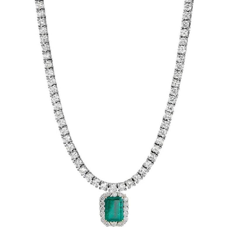 EMERALD TENNIS NECKLACE, Emerald Diamond Tennis Necklace Women's 14k Gold Over Silver, Wedding Jewelry, Wedding Jewelry for Bridal Necklace