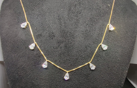 DIAMOND STATION NECKLACE, Floating Diamond Necklace, Sterling Silver 925 Diamond Necklace, Delicate Diamond Diamond, Mother&