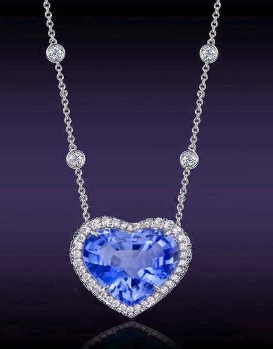 3.00 Ct Blue Sapphire And Dimaond Pendant, 925 Sterling Silver, Handmade Pendant, 14k White Gold Plated, Engagement Wedding Pendant, Gift