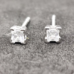1.0 CARAT PRINCESS  Daimond Small Stud Eartrrings, Diamond Stud Earring In Sterling Silver, Studs Earrings, CZ Diamond Stud Earring, Gift