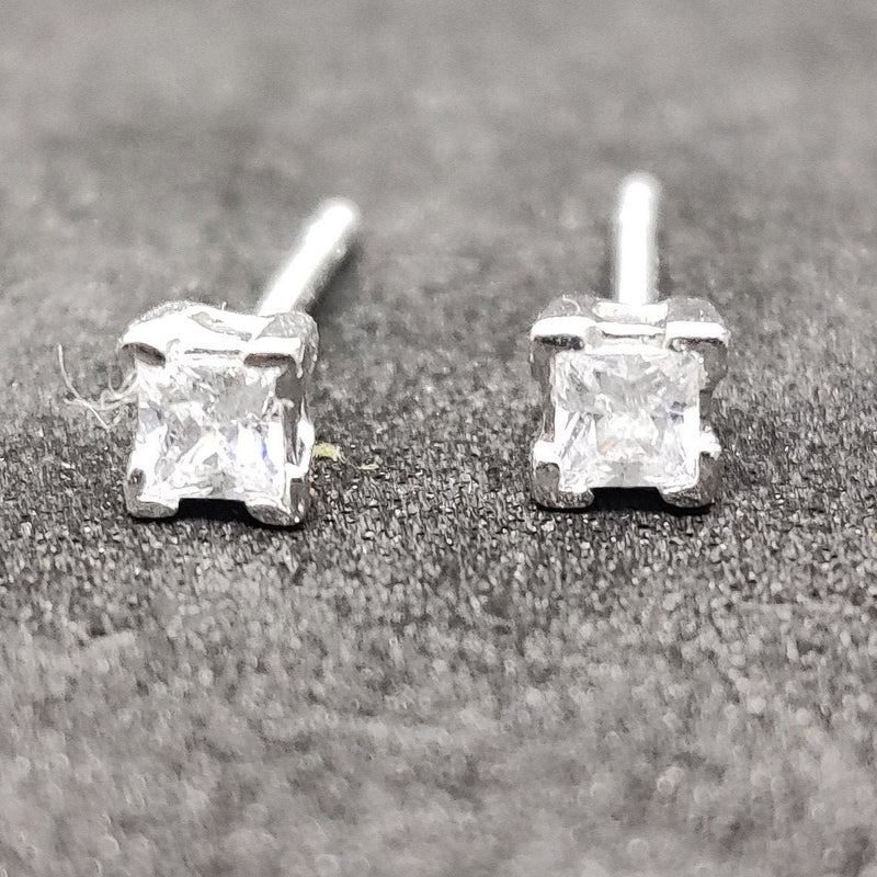 1.0 CARAT PRINCESS  Daimond Small Stud Eartrrings, Diamond Stud Earring In Sterling Silver, Studs Earrings, CZ Diamond Stud Earring, Gift