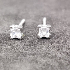 1.0 CARAT PRINCESS  Daimond Small Stud Eartrrings, Diamond Stud Earring In Sterling Silver, Studs Earrings, CZ Diamond Stud Earring, Gift