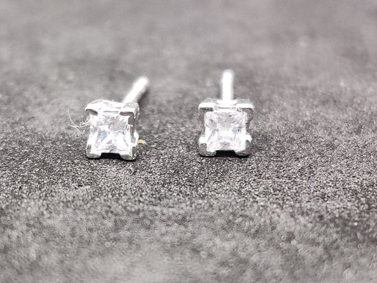 1.0 CARAT PRINCESS  Daimond Small Stud Eartrrings, Diamond Stud Earring In Sterling Silver, Studs Earrings, CZ Diamond Stud Earring, Gift