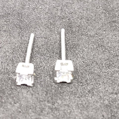 1.0 CARAT PRINCESS  Daimond Small Stud Eartrrings, Diamond Stud Earring In Sterling Silver, Studs Earrings, CZ Diamond Stud Earring, Gift