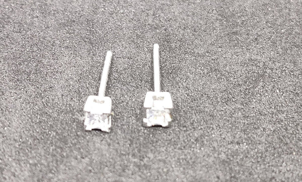 1.0 CARAT PRINCESS  Daimond Small Stud Eartrrings, Diamond Stud Earring In Sterling Silver, Studs Earrings, CZ Diamond Stud Earring, Gift