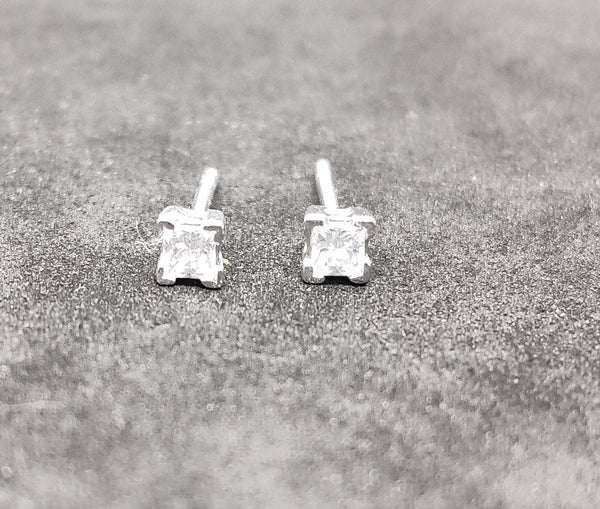 1.0 CARAT PRINCESS  Daimond Small Stud Eartrrings, Diamond Stud Earring In Sterling Silver, Studs Earrings, CZ Diamond Stud Earring, Gift