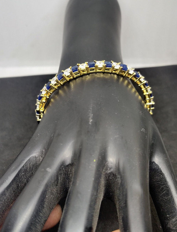 Blue Sapphire And Diamond Bangle Bracelet, sapphire Bangle Bracelet, Sterling Silver Sapphire Bangles, Anniversary Wedding Bangle Bracelet