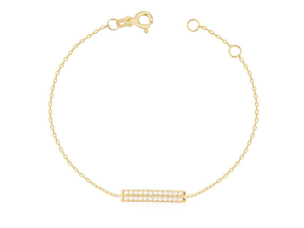 14kt Yellow Gold Plated Moissanite Diamond Two Row Charm Bracelet , Diamond Bracelet, Sterling Silver Adjustable bracelet, Everyday Bracelet