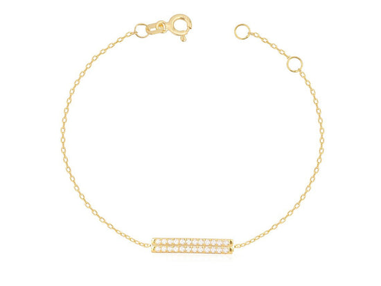 14kt Yellow Gold Plated Moissanite Diamond Two Row Charm Bracelet , Diamond Bracelet, Sterling Silver Adjustable bracelet, Everyday Bracelet