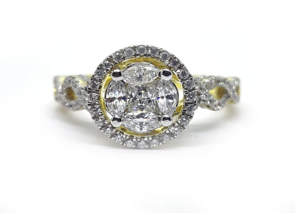 1.50 Carat Marquise and Round Shape diamonds Ring , Sterling Silver Ring, Diamond Ring, CZ Diamonds Ring, Gift For Her
