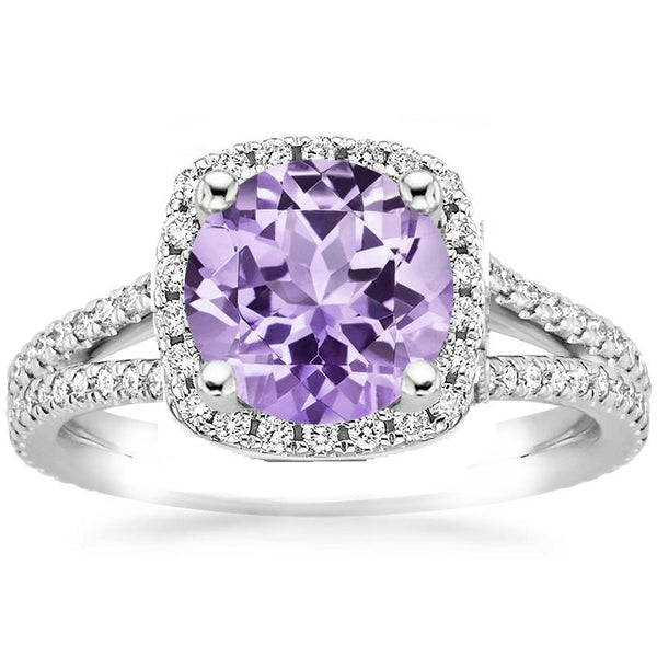 Amethyst Anniversary Ring,Sterling Silver Amethyst Ring,Amethyst Round Engagement Ring,Sterling Silver Ring,Amethyst Ring, Mother's Day Ring