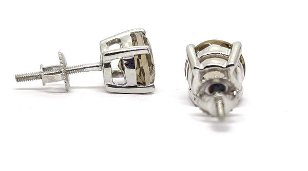 Brown Gemstone, Stud Earrings, Screw Back Earrings, 925 Sterling Silver 2.00 Ct  Brown Diamond Earring
