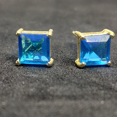 1.25 CARAT PRINCESS CUT Sapphire Srud Earring In Sterling Silver 925, Gift for Her valentine gifts