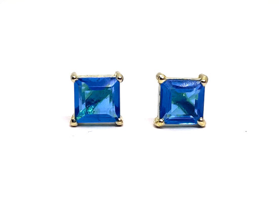 1.25 CARAT PRINCESS CUT Sapphire Srud Earring In Sterling Silver 925, Gift for Her valentine gifts