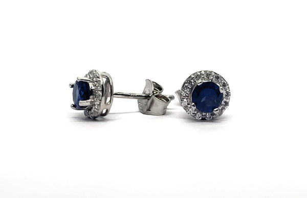 1.0 Carat Sapphire and Diamond Stud Earrings • Sterling Silver Sapphire Earrings • Perfect Gift for Her