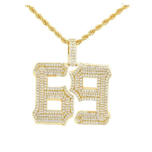 Custom Number 69  Moissanite Diamond Hip Hop Pendant/Men's Women's Lucky Number Pendant/Hip Hop Jewelry/Custom Hip Hop Jewelry/Without Chain