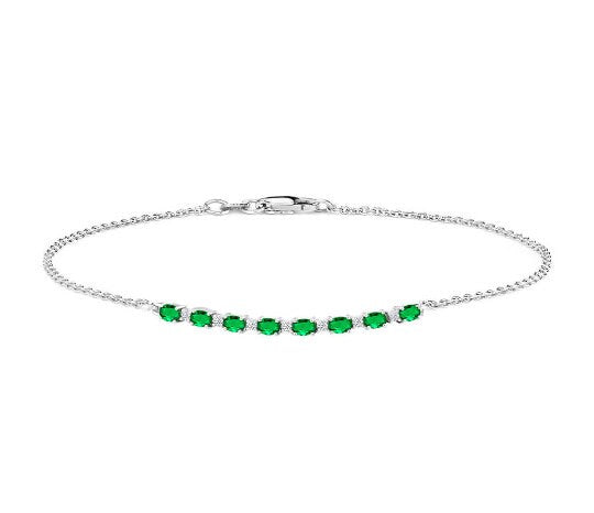 DELICATE EMERALD BRACELET, Bracelet With 14kt Gold Plated On 925 Silver, Diamond Bracelets for Women,Silver Bracelet,Emerald bracelet, Gifts