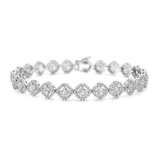 Moissanite Diamond Bracelet For Women 14k White Gold Plated, Women’s 925 Silver Bracelet,Tennis Bracelet,Handmade Bracelet, Gift For Her
