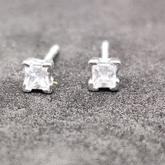 1.0 CARAT PRINCESS  Daimond Small Stud Eartrrings, Diamond Stud Earring In Sterling Silver, Studs Earrings, CZ Diamond Stud Earring, Gift
