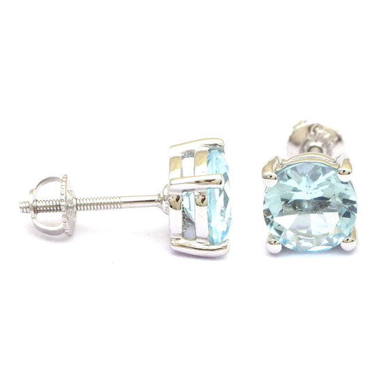 TOPAZ STUD EARRINGS,  Blue Topaz Prong Set Stud Earrings, Sterling Silver Stud Earrings,Sterling silver earrings, Topaz Jewelry,Gift For Her
