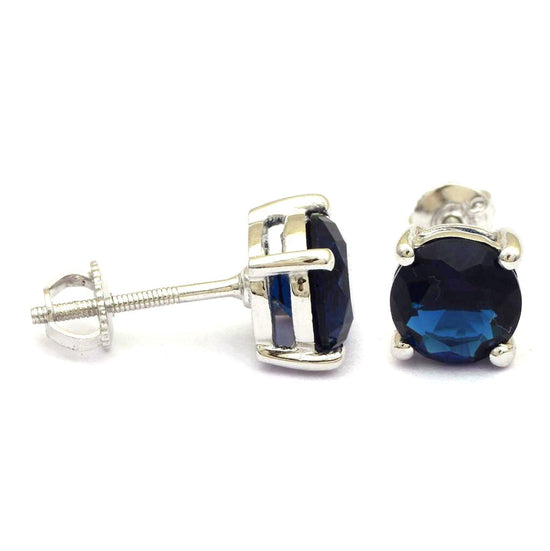 Sapphire Prong Set Stud Earrings, Sterling Silver Stud Earrings, Gemstone Studs Earrings, Birthstone stud Earrings, Blue Sapphire Studs,
