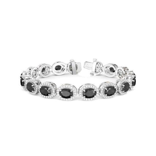 Black Diamond Tennis Bracelet, 14k White Gold Plated, Handmade Tennis Bracelet, Black Diamond Bracelet, Silver Black Bracelet, Gift For Her