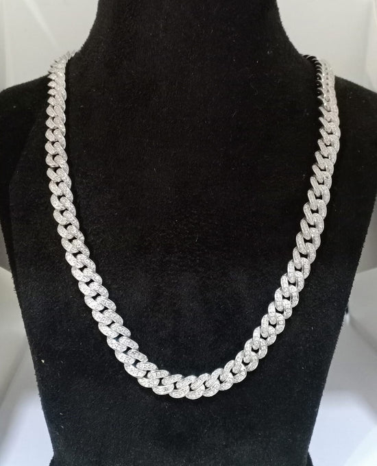 CHOCKER NECKLACE, CUBAN Link Chain, Rope Style Sterling Silver Hip Hop Necklace, Cuban Diamond Unisex Chocker Gift Fot Friend, Gift For Him