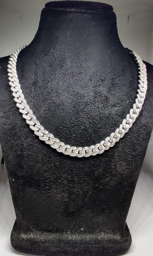 CHOCKER NECKLACE, CUBAN Link Chain, Rope Style Sterling Silver Hip Hop Necklace, Cuban Diamond Unisex Chocker Gift Fot Friend, Gift For Him