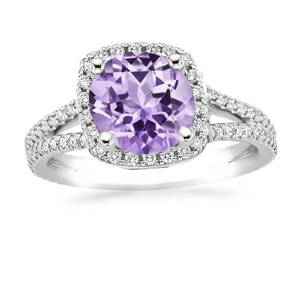 Amethyst Anniversary Ring,Sterling Silver Amethyst Ring,Amethyst Round Engagement Ring,Sterling Silver Ring,Amethyst Ring, Mother's Day Ring