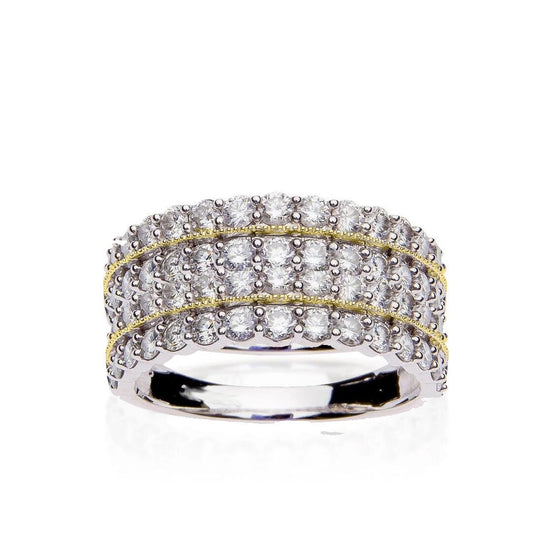 Moissanite Anniversary Ring, Four Row Diamond Ring, Handmade Ring, 925 Sterling Silver, Moissanite Party Wear Ring, Perfect Gift For Her,