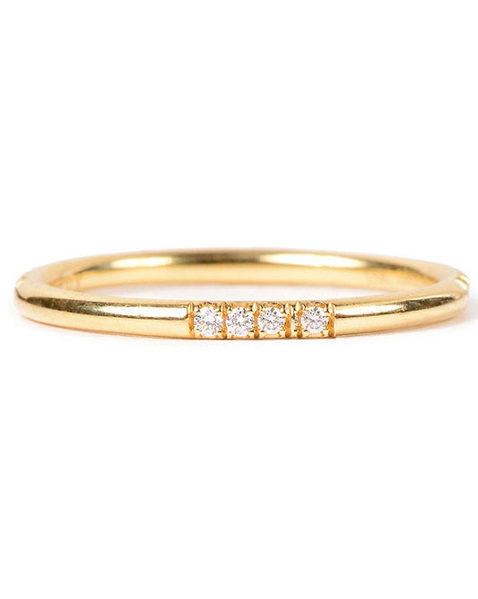 0.10ct Dainty Wedding Band, Four Stone Wedding Bands, 14KT Gold Plated Wedding Bands, Stackable Bands, Minimalist Wedding Band, Gift For Her