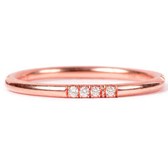 0.10ct Dainty Wedding Band, Four Stone Wedding Bands, 14KT Gold Plated Wedding Bands, Stackable Bands, Minimalist Wedding Band, Gift For Her