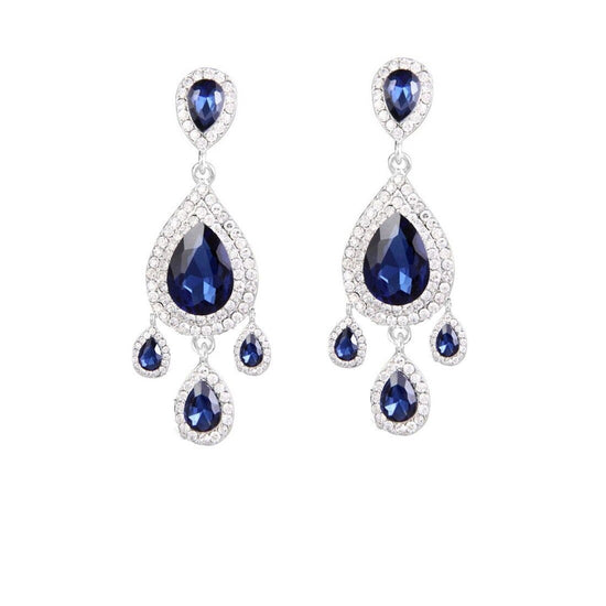 3.50CT PEAR Shape Sapphire Diamond Dangle CHANADLER EARRINGS With 14kt White Gold Over Silver, Sapphire Earrings, Gift For her