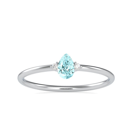 Pear Cut Topaz  Engagement Ring/ Pear Shape Blue Topaz Ring/ 925 Sterling Silver/ Dainty Ring/December Birthstone/Stacking Ring/Promise Ring