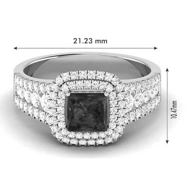 Princess Cut Brown Diamond Halo Engagement Ring, Engangment Ring, Brown Gemstone Ring, Sterling Silver Ring, Wedding Anniversary Ring