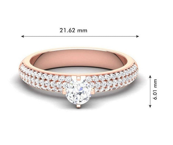 Round Diamond Wedding Band Ring /  14KT Rose Gold Plated / Bridle Ring / Anniversary Gift For Women / Handmade Jewellery / Gift For Her