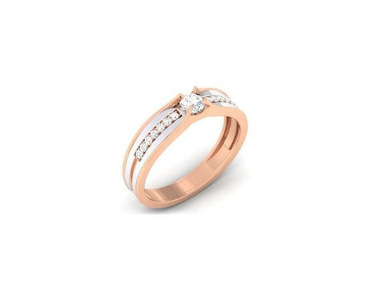 Round Diamond Wedding Band Ring / 14KT Rose Gold Plated / Anniversary Gift For Women / Diamond Engagement Ring / Gift For Her
