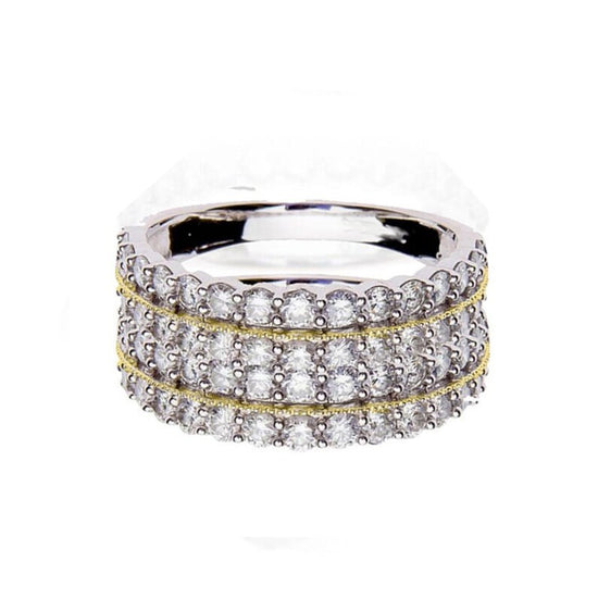 Moissanite Anniversary Ring, Four Row Diamond Ring, Handmade Ring, 925 Sterling Silver, Moissanite Party Wear Ring, Perfect Gift For Her,