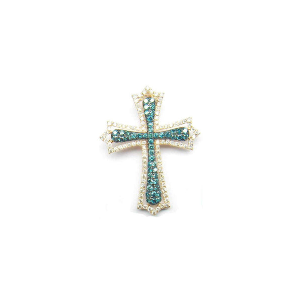 Pave Sapphire Cross Pendant Necklace • Blue Sapphire Cross Pendant • Silver Cross Pendant  • Gemstone Cross Necklace • Christmas Gift