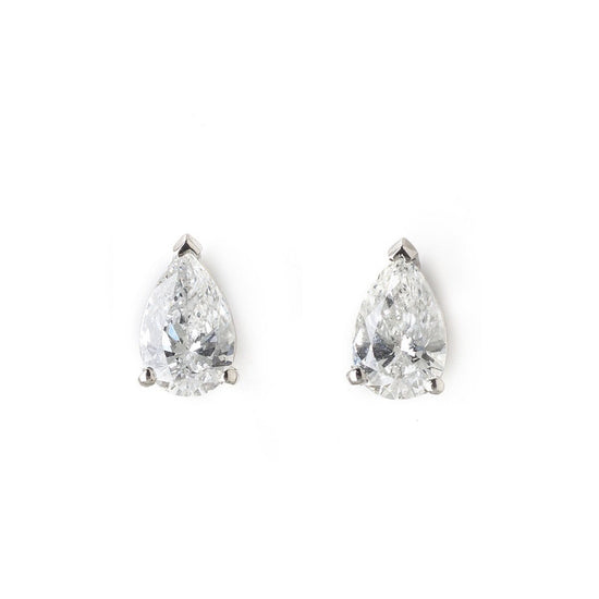SILVER STUD EARRING, Cubic Zirconia Studs, Bridesmaids Gift,Bridesmaid Stud Earrings,Sterling Silver Pear Stud Earrings,Minimalist Earrings