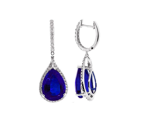 1.50 CT PEAR EMERALD  Diamond Dangle Drop Earrings With 14K White Gold Finish, Handmade Earrings, Diamond Earring, Emerald Earrins, Earrings