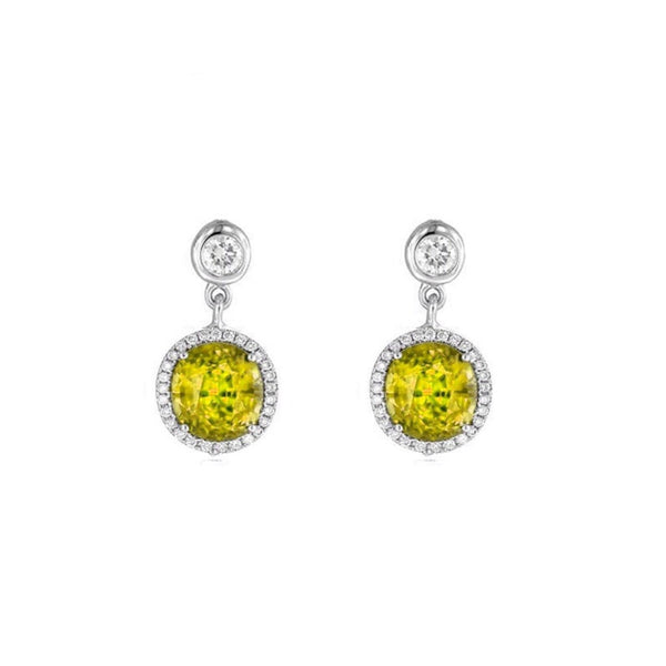 DANGLE Earring, Halo Dangle Earring, Blue Sapphire And Moissanite , Gemstone Earring, Available in Ruby, Garnet, Emerald, Amethyst ,