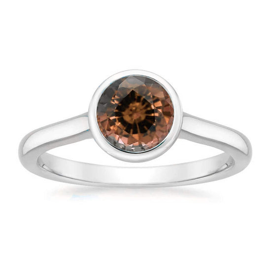 6.0MM Blue Sapphire Ring, Bezel Set Solitaire Ring, Birthstone Ring, Available in Brown, Amethyst and Sapphire, Birthstone Engagement Ring,